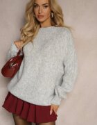 jumelle Pulover Clasic Gri Deschis cu Lână și Viscoză cu Croială Lejeră Omethea