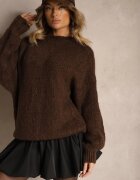 jumelle Pulover Clasic Maro cu Lână și Viscoză cu Croială Lejeră Omethea