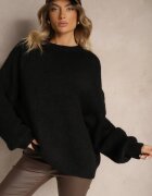 jumelle Pulover Clasic Negru din Lână și Vâscoză cu Croială Lejeră Omethea