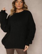 jumelle Pulover Clasic Negru din Lână și Vâscoză cu Croială Lejeră Omethea