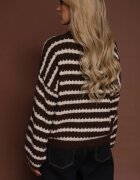 jumelle Pulover Maro închis Oversizowy în dungi din tricot cu lână și viscoză Aventole