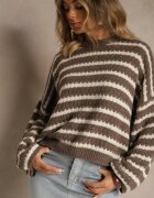 jumelle Pulover Maro Supradimensionat cu dungi din tricot cu lână și viscoză Aventole