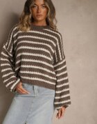jumelle Pulover Maro Supradimensionat cu dungi din tricot cu lână și viscoză Aventole