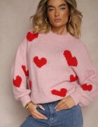 jumelle Pulover Roz cu vâscoză și lână Decorat cu inimi Lisariona