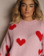 jumelle Pulover Roz cu vâscoză și lână Decorat cu inimi Lisariona
