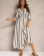jumelle Rochie Alb-Negru Din bumbac Cu dungi Croi evazat Legelia