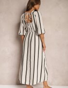 jumelle Rochie Alb-Negru Din bumbac Cu dungi Croi evazat Legelia