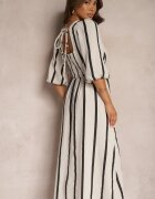 jumelle Rochie Alb-Negru Din bumbac Cu dungi Croi evazat Legelia