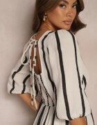jumelle Rochie Alb-Negru Din bumbac Cu dungi Croi evazat Legelia