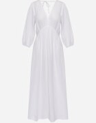 jumelle Rochie albă din bumbac decorată cu șnur și elastic în talie Wlarina