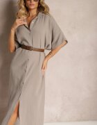 jumelle Rochie Bej închis de muselină din bumbac cu croi cutie Vimaristta