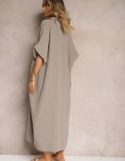 jumelle Rochie Bej închis de muselină din bumbac cu croi cutie Vimaristta