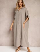 jumelle Rochie Bej închis de muselină din bumbac cu croi cutie Vimaristta