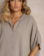 jumelle Rochie Bej închis de muselină din bumbac cu croi cutie Vimaristta