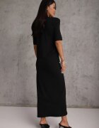 jumelle Rochie încrețită din bumbac cu croială de T-shirt și umeri supradimensionați Pelasea Neagră