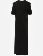 jumelle Rochie încrețită din bumbac cu croială de T-shirt și umeri supradimensionați Pelasea Neagră