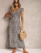 jumelle Rochie Maro-Bej Boho din Bumbac Decorată cu Legătură Carivia