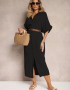 jumelle Rochie neagră de muselină din bumbac cu croială dreaptă Vimaristta
