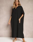 jumelle Rochie neagră de muselină din bumbac cu croială dreaptă Vimaristta