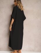 jumelle Rochie neagră de muselină din bumbac cu croială dreaptă Vimaristta