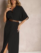 jumelle Rochie neagră de muselină din bumbac cu croială dreaptă Vimaristta