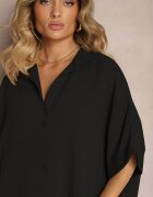 jumelle Rochie neagră de muselină din bumbac cu croială dreaptă Vimaristta