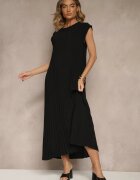 jumelle Rochie Neagră Decorată cu Pliuri Mavellea