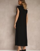jumelle Rochie Neagră Decorată cu Pliuri Mavellea