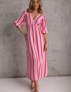 jumelle Rochie Roz-Portocalie Din Bumbac Cu Dungi Croi Evazat Legelia