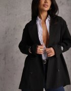 jumelle Sacou Negru La două rânduri de nasturi Cu croială alungită Pilinne