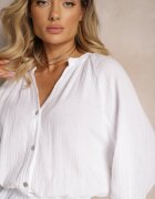 jumelle Salopetă Albă din Bumbac cu Fustă-Pantaloni scurți și Nasturi și Elastic în Talie Vimatthea