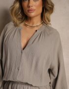jumelle Salopetă Bej închis din Bumbac cu Fustă-Pantaloni scurți și Nasturi și Elastic în Talie Vimatthea