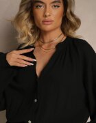 jumelle Salopetă Neagră din Bumbac cu Fustă-Pantaloni scurți nasturi și Elastic în Talie Vimatthea