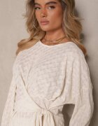 jumelle Set Bej Pantaloni cu croială largă și Bluză cu legătură în talie Dilinne