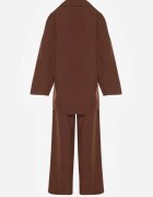 jumelle Set Costum Maro Oversize Sacou la două rânduri de nasturi și Pantaloni Wide Leg Tevilna