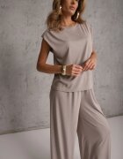 jumelle Set fluid de vară cu vâscoză bluză și pantaloni wide leg Nanassa Bej