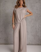 jumelle Set fluid de vară cu vâscoză bluză și pantaloni wide leg Nanassa Bej
