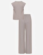 jumelle Set fluid de vară cu vâscoză bluză și pantaloni wide leg Nanassa Bej