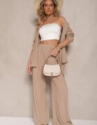 jumelle Set Maro deschis din Material Texturat Cămașă Oversize și Pantaloni Taccaria