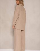 jumelle Set Maro deschis din Material Texturat Cămașă Oversize și Pantaloni Taccaria