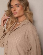 jumelle Set Maro deschis din Material Texturat Cămașă Oversize și Pantaloni Taccaria