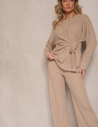jumelle Set Maro deschis Pantaloni cu croială largă și Bluză cu cordon în talie Dilinne
