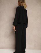 jumelle Set Negru din Bumbac Bluză Legată și Pantaloni Largi Palanniela