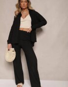 jumelle Set negru din Material Embosat Cămașă Oversize și Pantaloni Taccaria
