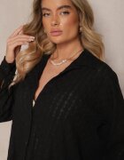 jumelle Set negru din Material Embosat Cămașă Oversize și Pantaloni Taccaria
