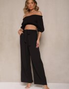 jumelle Set Negru Pantaloni cu croială largă și Bluză bufantă Idalisse