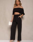 jumelle Set Negru Pantaloni cu croială largă și Bluză bufantă Idalisse