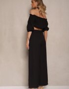jumelle Set Negru Pantaloni cu croială largă și Bluză bufantă Idalisse