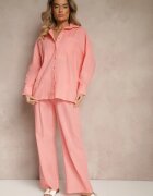 jumelle Set Roz deschis din in Cămașă și Pantaloni cu croială largă Renavine
