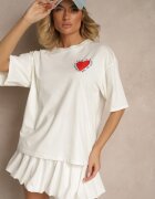 jumelle T-shirt Bej deschis din Bumbac Decorat cu o inimă Ranira
